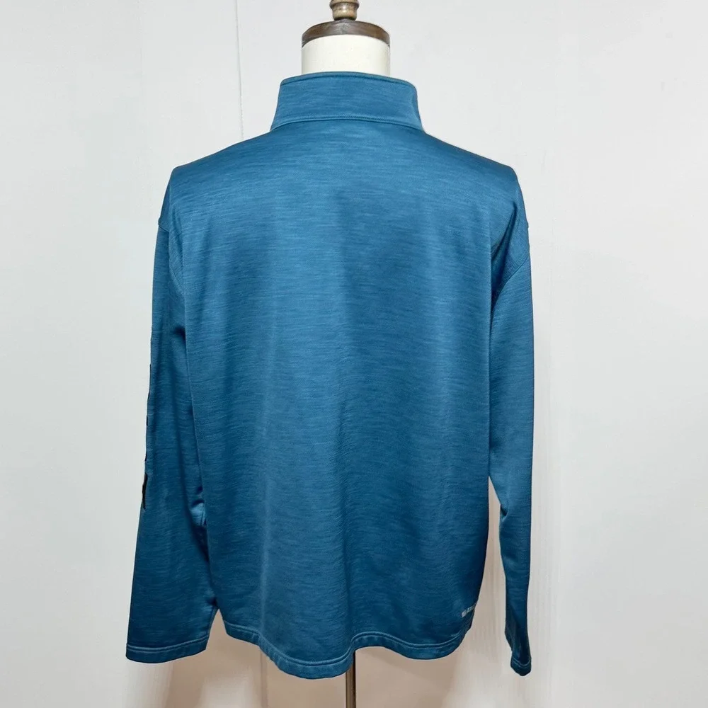 Ariat 1/4 Zip Pullover Mens XL Blue AriatTek Fleece Spellout Long Sleeve Shirt
